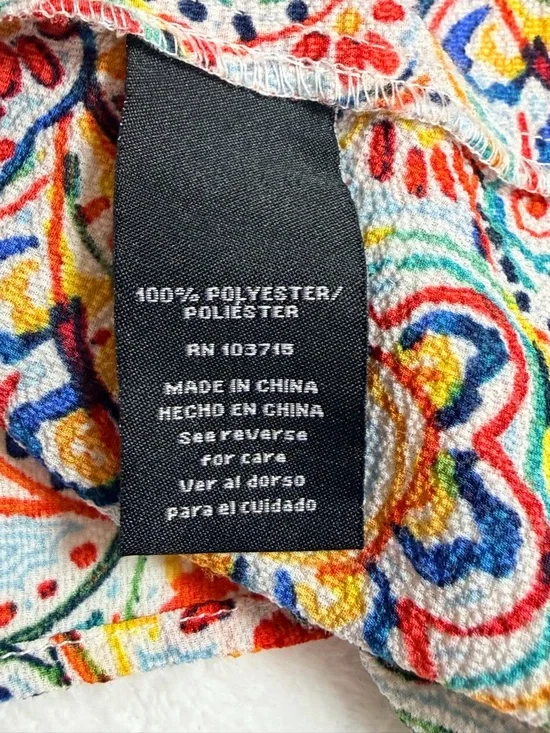 Zac & Rachel Colorful Paisley Ruffle Sleeve Blouse V-Neck Medium M - Picture 4 of 4